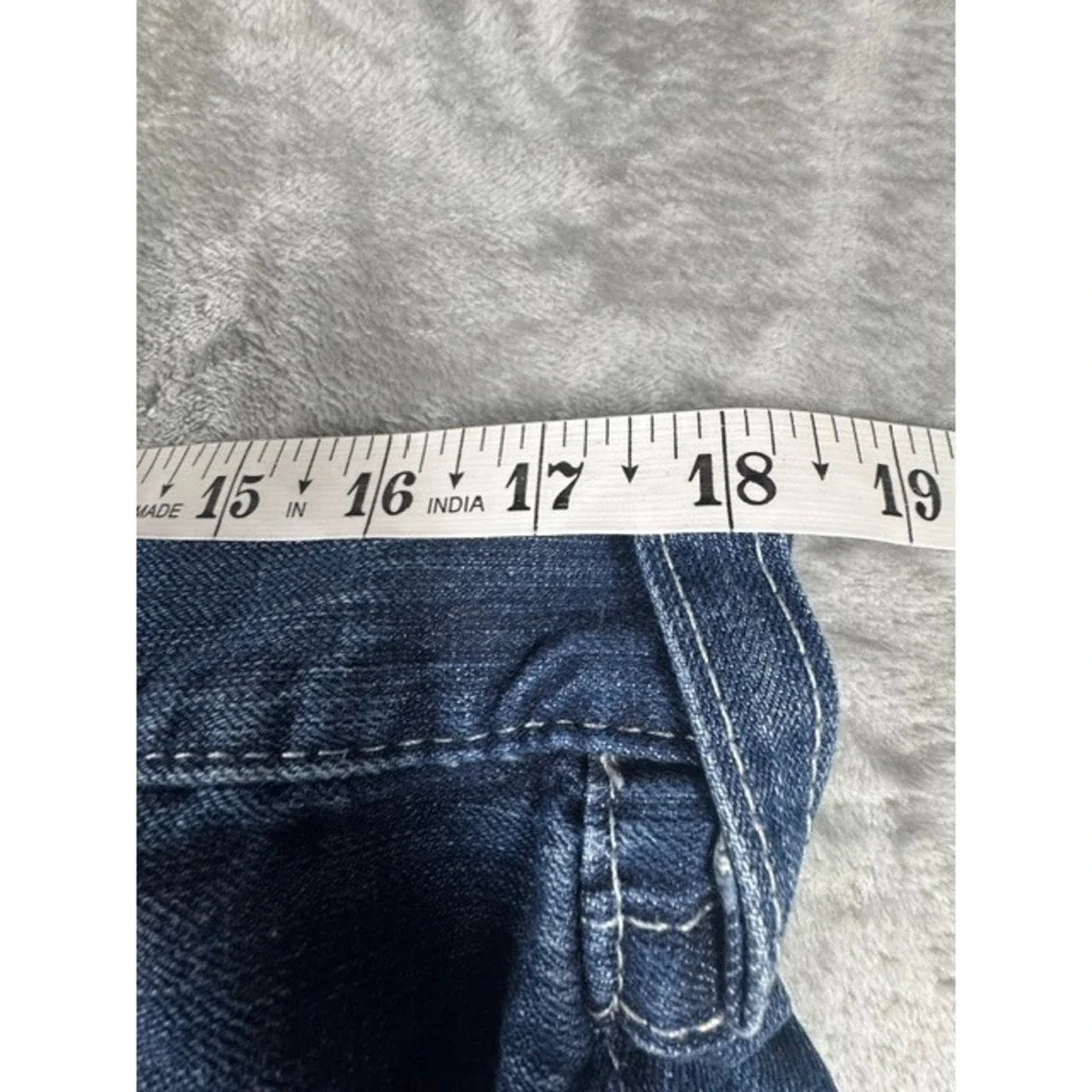 True Religion Jeans M 34 Joey Flare Dark Wash Horseshoe Flap Pocket Twisted Seam